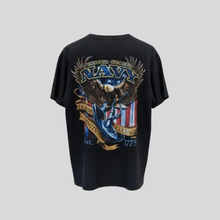 Großer Rückenprint des United States Navy T-Shirts von 7.62 Design mit Adler- und Anker-Motiv im Used-Look