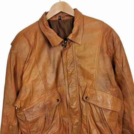 70er lederjacke damen xl hellbraun bomber hippie jacke details vorne 70er lederjacke damen xl hellbraun bomber hippie jacke details vorne