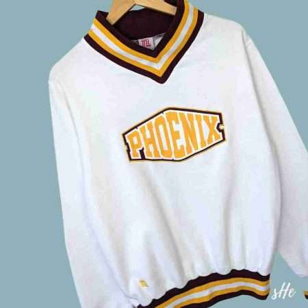 80er v neck vintage sweathirt phoenix details vorne 80er v neck vintage sweathirt phoenix details vorne