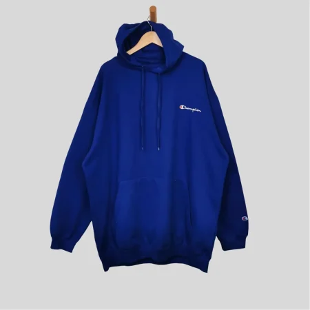 90er Champion Hoodie 3XL tall Embroidery Logo blau