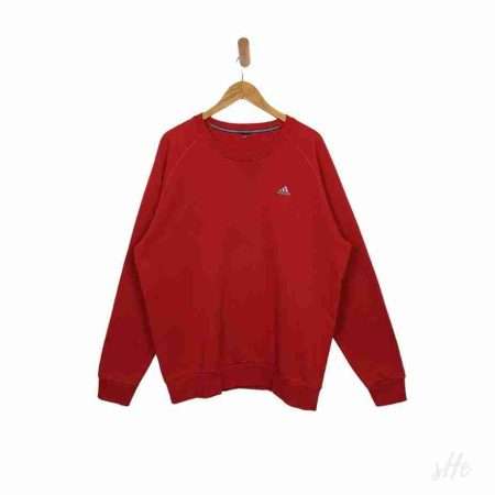 Adidas Vintage Sweater 2000er Rot Crewneck gesticktes Logo XL