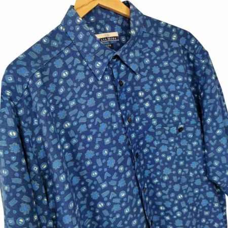 casa moda vintage hemd xl blau gelb details