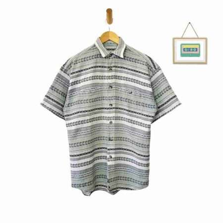 herren vintage kurzarm hemd streifen baumwolle s front