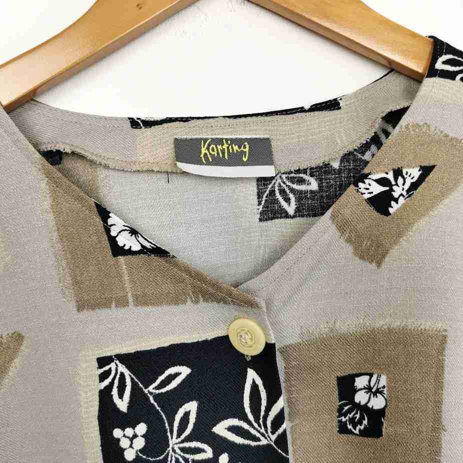 Vintage Bluse L Boxyfit Crop - Karting Damen Vintage Bluse L boxyfit crop, Hemden Frauen Crazy Pattern karting damen vintage bluse kastenformig bedruckt crop l label