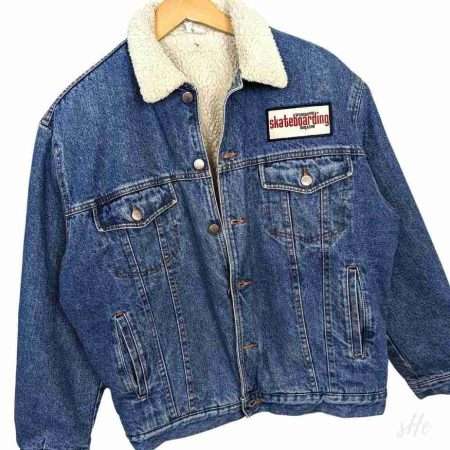 sherpa jeansjacke 80er vintage detailansicht sherpa jeansjacke 80er vintage detailansicht