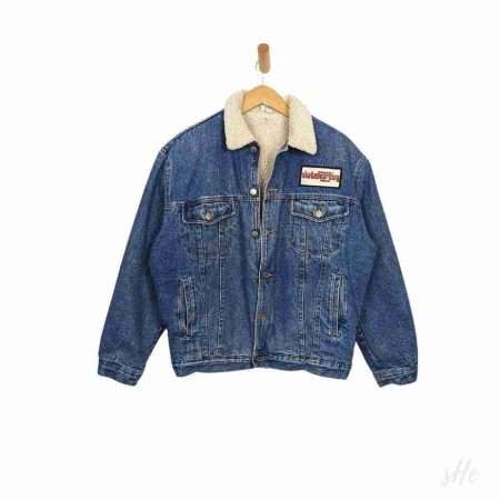 sherpa jeansjacke 80er vintage groesse sm frontansicht