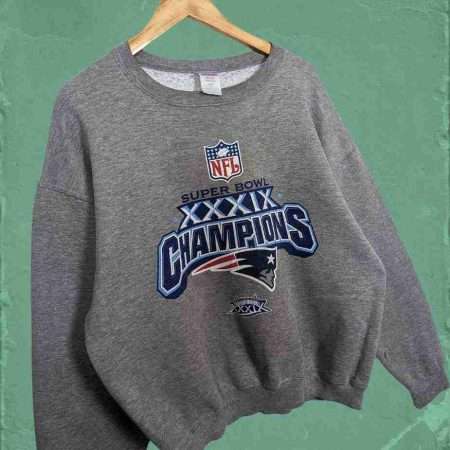 super bowl vintage sweatshirt new england patriots details vorne super bowl vintage sweatshirt new england patriots details vorne