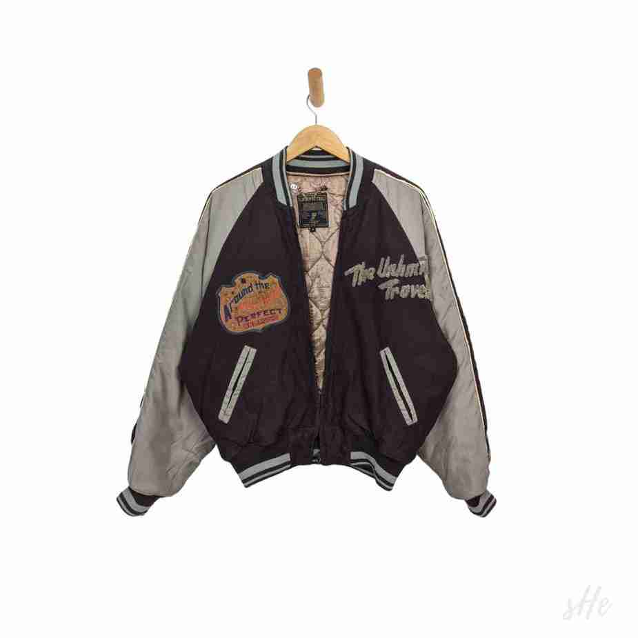 Vintage Unlimited Bomberjacke | Made in Italy | West Indien Stickerei | Gr. S vintage bomberjacke italien vorne 1
