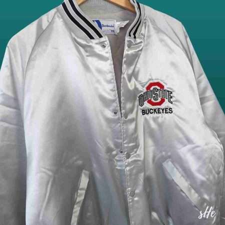 vintage ohio state bomberjacke nylon 2xl silber details