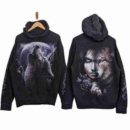 vintage wolf sweater l beidseitig bedruckt vampire gothic