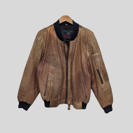 Vintage Lederjacke Herren Größe L Bomberstyle Frontansicht