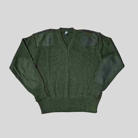 vintage 90er armee strickpullover v neck olivegruen frontbild