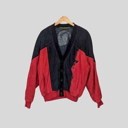 wildleder vintage jacke schwarz rot herren m frontbild wildleder vintage jacke schwarz rot herren m frontbild