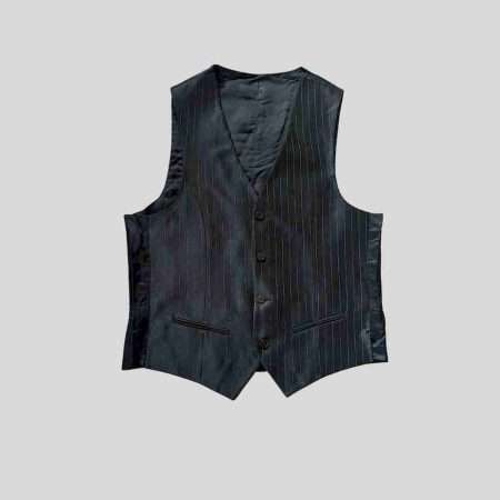 vintage nadelstreifen weste schwarz front