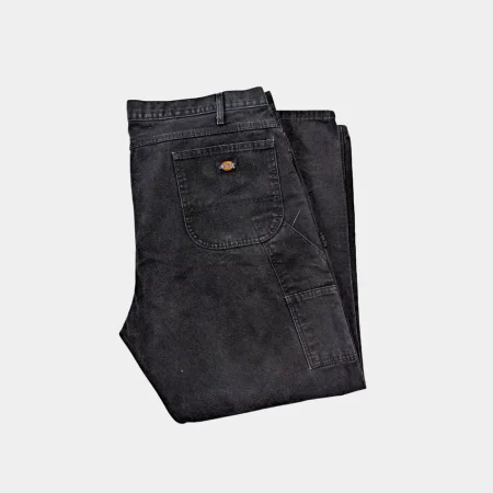 Schwarze Vintage Dickies Carpenter Hose aus robustem Duck Canvas Größe W40
