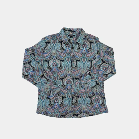 Lands' End Vintage Paisley Bluse für Damen in Blau und Rosa Größe 42