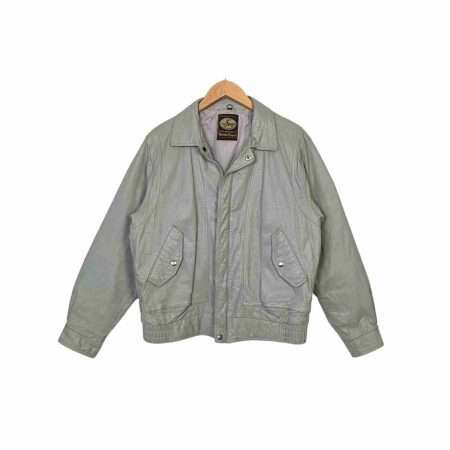 Vintage Lederjacke 80er Jahre Hellgrau | Gr. 50 Unikat