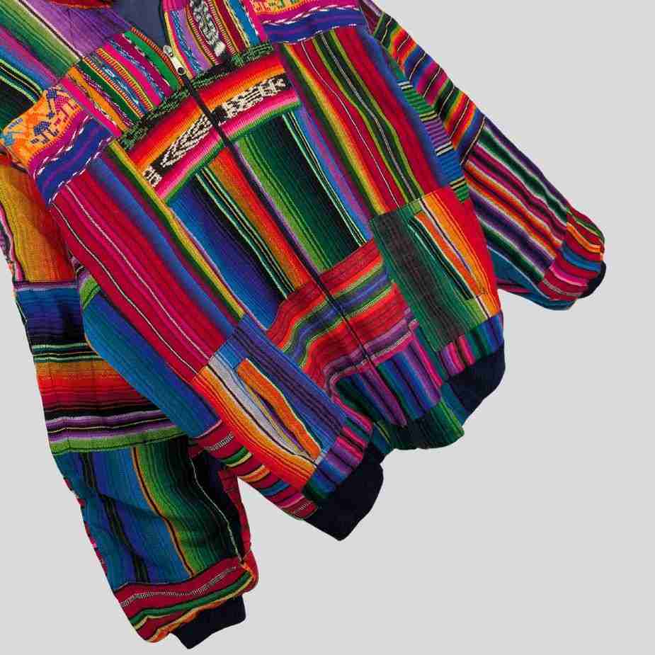 Vintage Navajo Patchwork Zipperjacke, Bomberpassform, Größe M-L vintage navajo patchwork zipperjacke bomberpassfor