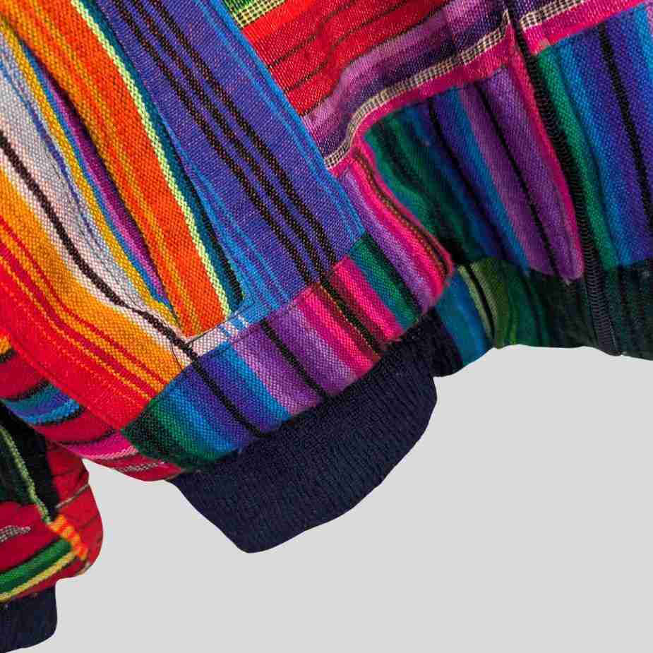 Vintage Navajo Patchwork Zipperjacke, Bomberpassform, Größe M-L vintage navajo patchwork zipperjacke taschenansicht