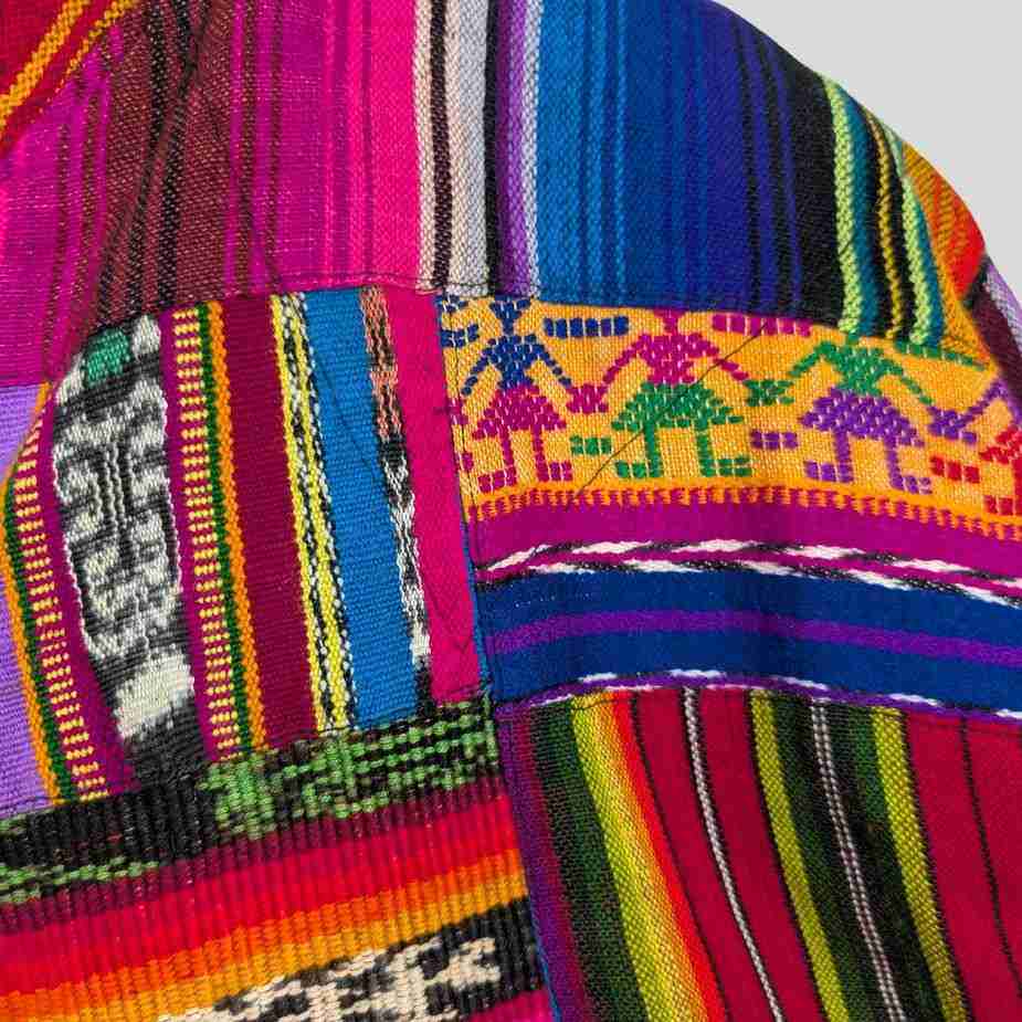 Vintage Navajo Patchwork Zipperjacke, Bomberpassform, Größe M-L vintage navajo patchwork zipperjacke zustandansicht