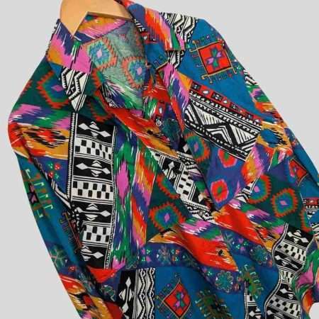 vintage western cowboy langarmshirt navajo stil details vorne