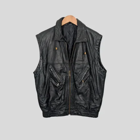 vintage 80er lederweste frontbild