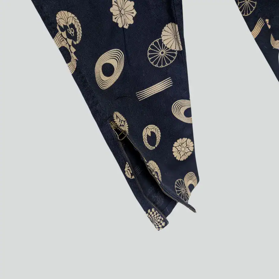 Vintage Ernestina Cerini Hose Y2K | Abstraktes Muster Navy & Creme Ernestina Cerini Hose