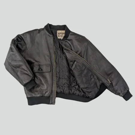 Italien Vintage Lederjacke Schwarz Detail