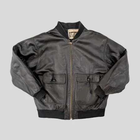Italien Vintage Lederjacke Schwarz Stehkragen 80er90er 90er Angelo Litrico Hemd mit Crazy Pattern Muster, Viskose Seidenhemd
