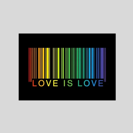 love-is-love-postkarte-regenbogen-barcode-front