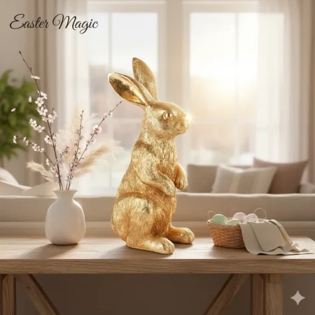 Eleganter Deko Hase in Gold für moderne Frühlingsdekoration