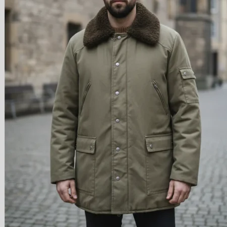 Vorderansicht des braunen Vintage Rogan Sport Wear Parkas mit Teddy-Kragen
