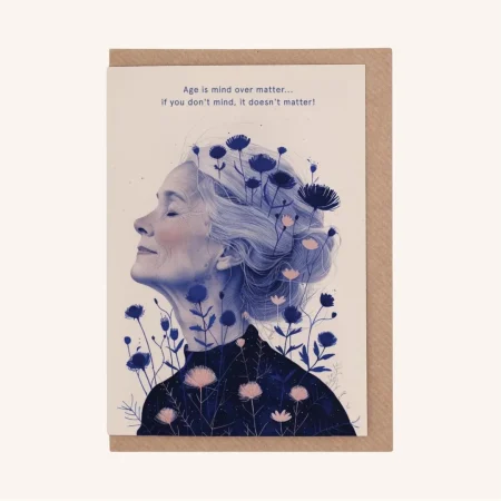 Nachhaltige Grußkarte Klappkarte zum Geburtstag für Frauen mit Blumen-Illustration