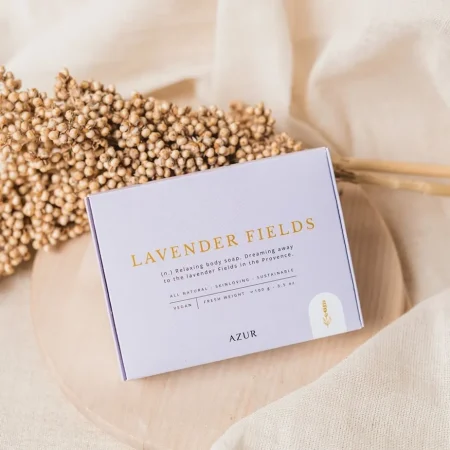 Lavender Fields Körperseife in der edlen, plastikfreien Geschenkverpackung der Marke Azur