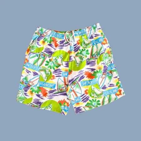 Vintage Badehose im 80s 90s Windsurfer Design mit buntem Crazy Pattern