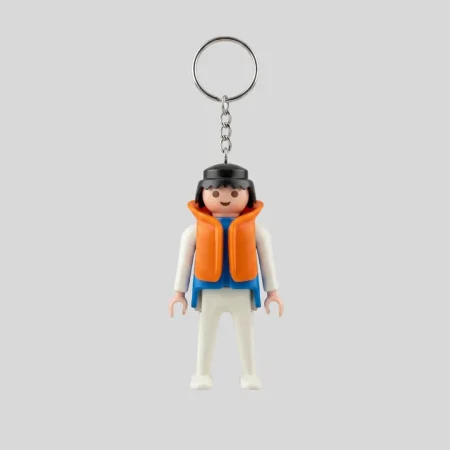 Upcycling Schlüsselanhänger Segler Vintage Figur 1974 geobra orange Rettungsweste