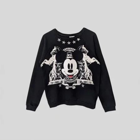 Y2K Style Micky Maus Sweatshirt in Schwarz mit barockem Grafikprint im Grunge Look